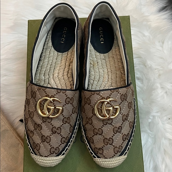 💯% Auth Gucci Women's GG Supreme Espadrille Flat  38 - Picture 3 of 11